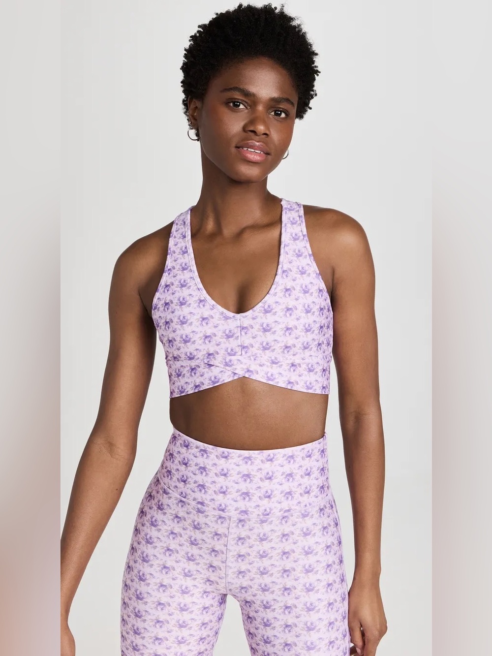 LoveShackFancy Barlow Bra Giada Biker Shorts Violet Meadow Set Size M NWT